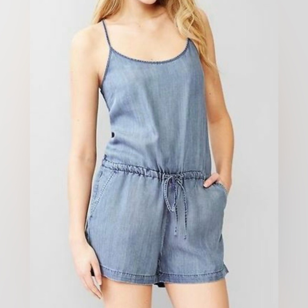 GAP Women's Light Blue Denim Romper